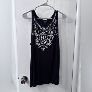 Torrid Black and White Embroidered Tank Top